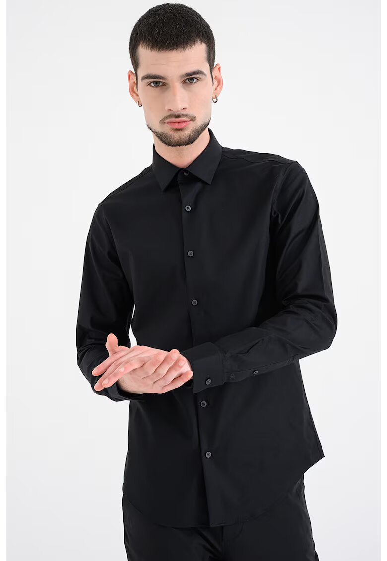 CALVIN KLEIN Слим риза - Черен