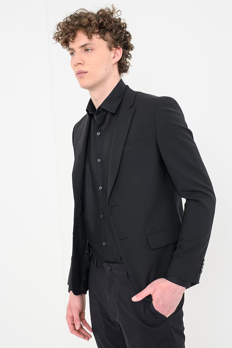 CALVIN KLEIN Слим сако с вълна Черен