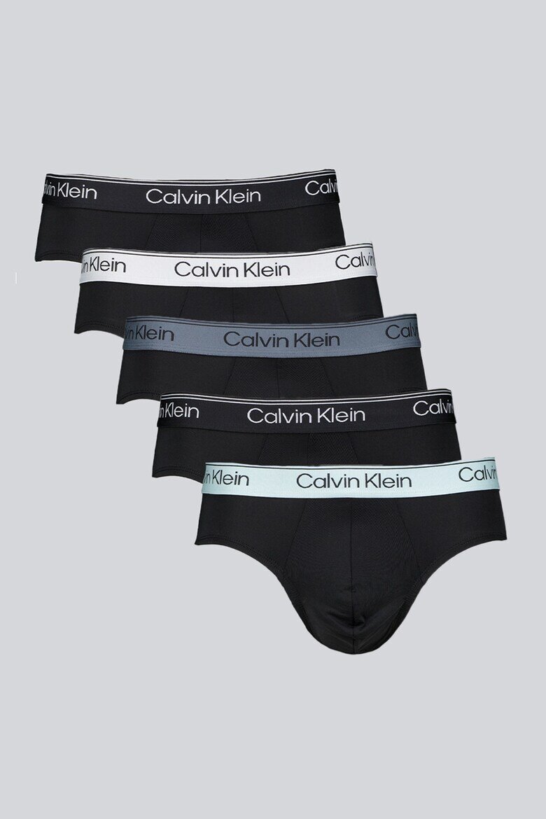 CALVIN KLEIN Слипове с лого 5 чифта Антрацитно черно