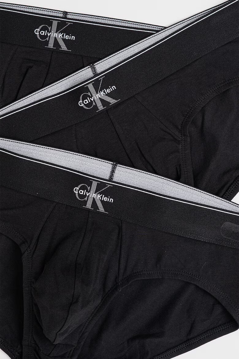 CALVIN KLEIN Слипове с лого на талията - 3 чифта Антрацитно сиво