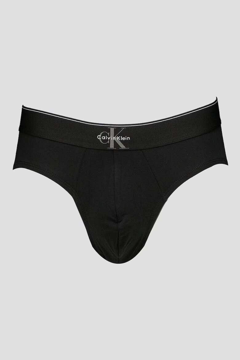 CALVIN KLEIN Слипове с лого на талията - 3 чифта Антрацитно сиво