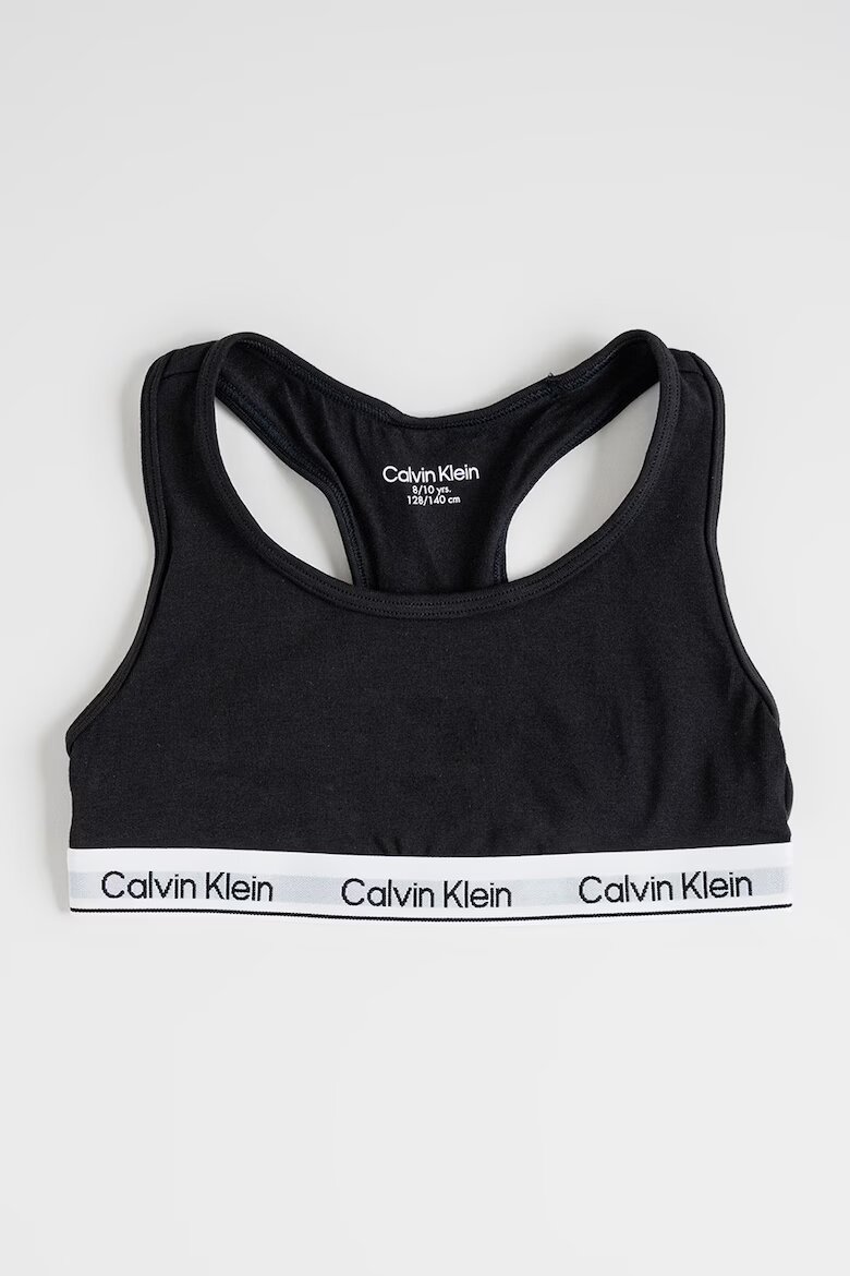 CALVIN KLEIN Спортни бюстиета с лого и изрязан гръб - 2 броя Бял/Черен