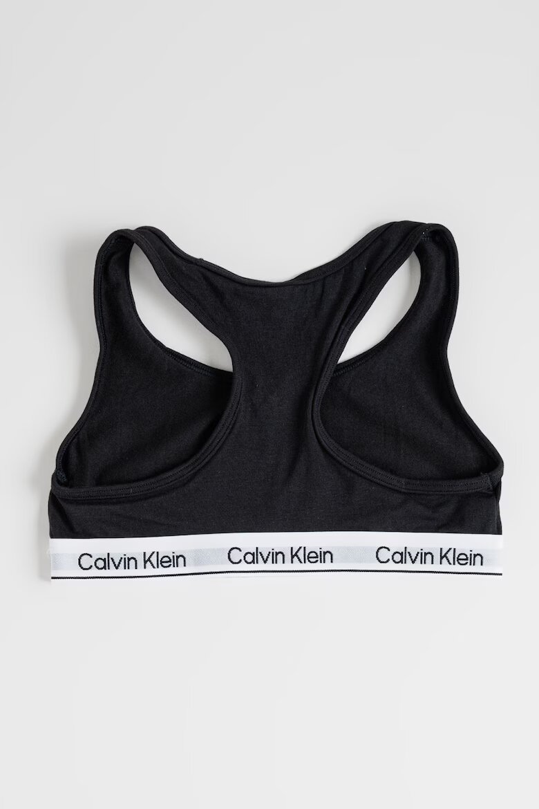 CALVIN KLEIN Спортни бюстиета с лого и изрязан гръб - 2 броя Бял/Черен