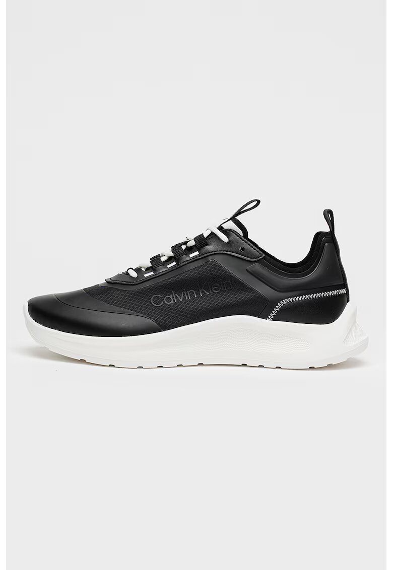 CALVIN KLEIN Спортни обувки Eva Runner от еко кожа с лого - Светло кафяво/Шам фъстък зелено