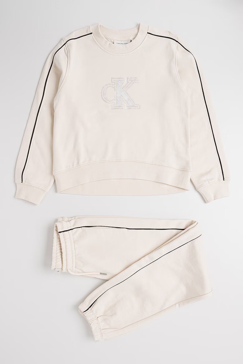 CALVIN KLEIN Суитшърт и панталон с лого Бежов