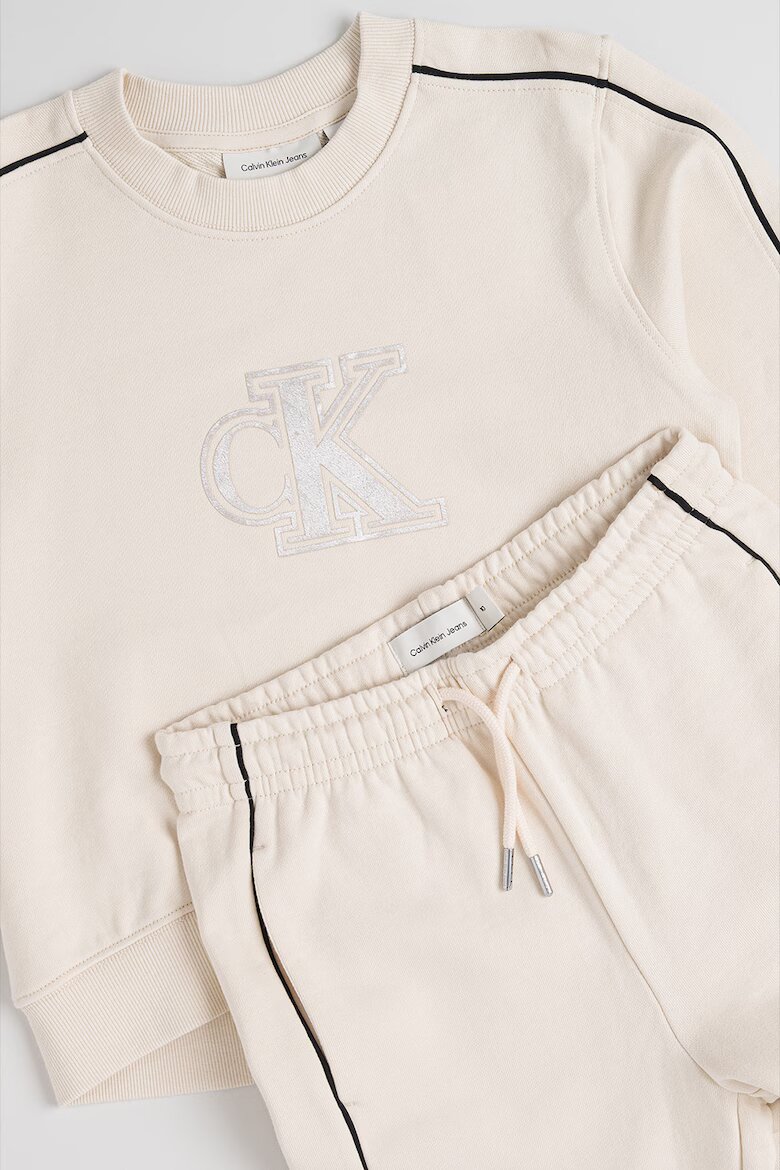 CALVIN KLEIN Суитшърт и панталон с лого Бежов