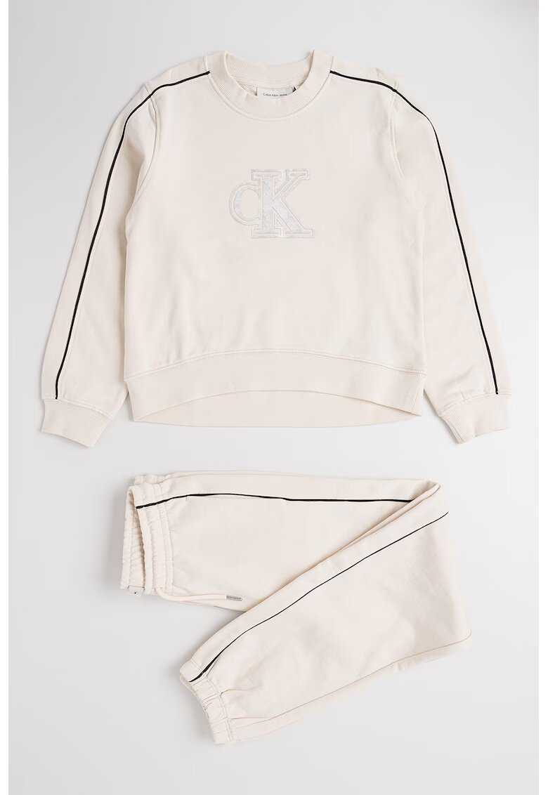 CALVIN KLEIN Суитшърт и панталон с лого - Бежов