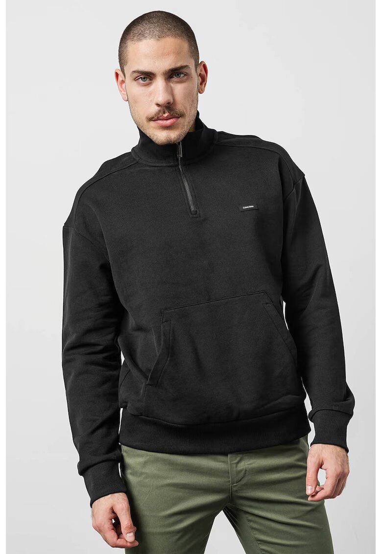 CALVIN KLEIN Суитшърт с органичен памук с къс цип
