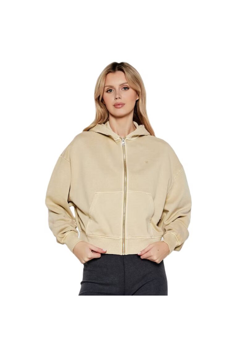 CALVIN KLEIN Суитшърт с цип BOLD WASHED CK APPLIQUEZIP-THRU-J20J225523-PF0