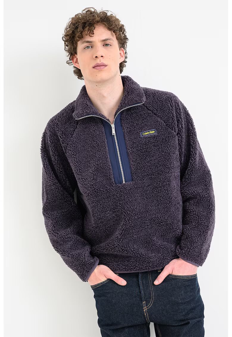 CALVIN KLEIN Суитшърт Sherpa с къс цип