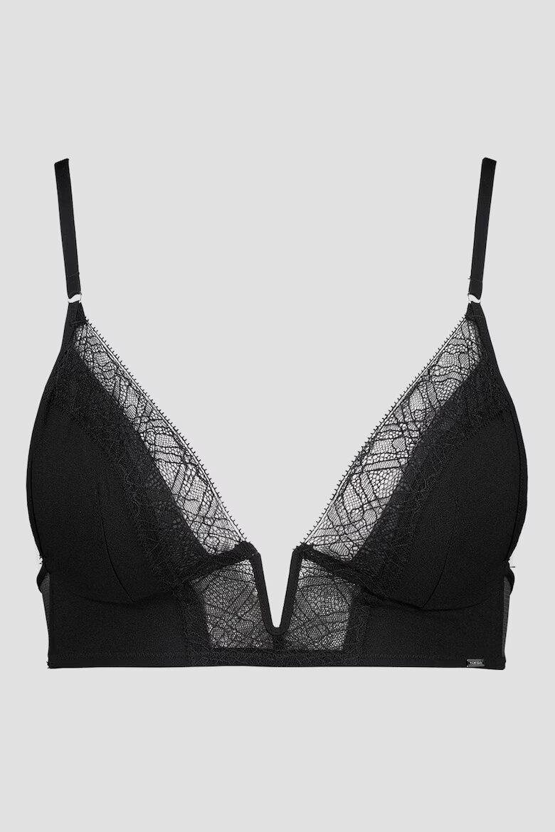 CALVIN KLEIN Сутиен с дантела и триъгълни чашки Черен