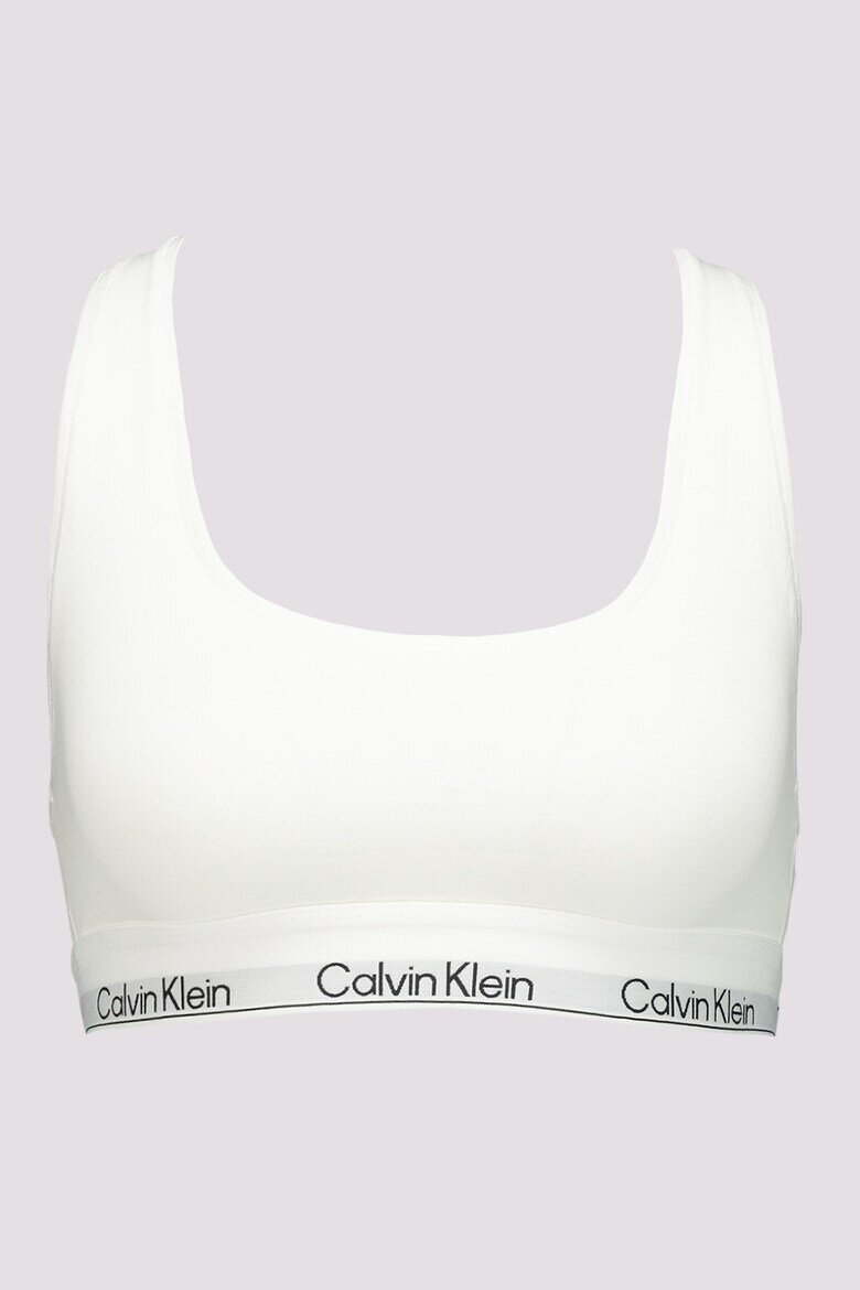 CALVIN KLEIN Сутиен с памук и модал с лого Бял