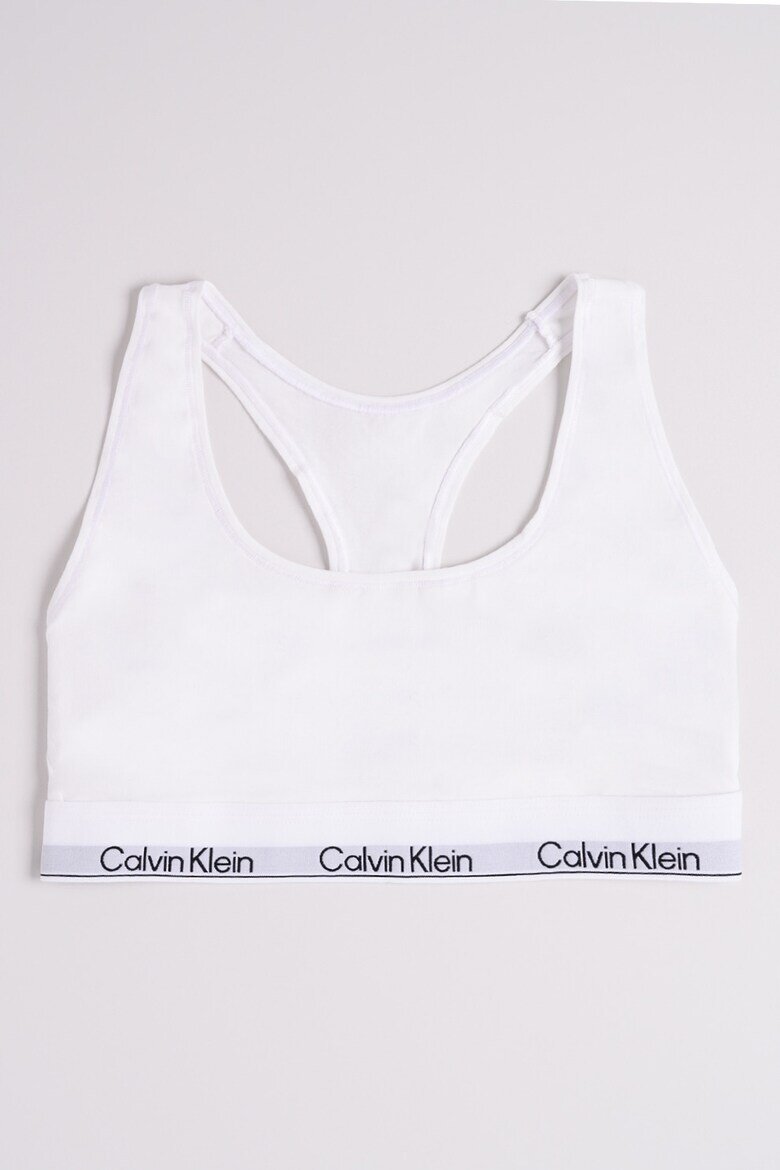 CALVIN KLEIN Сутиен с памук и модал с лого Бял