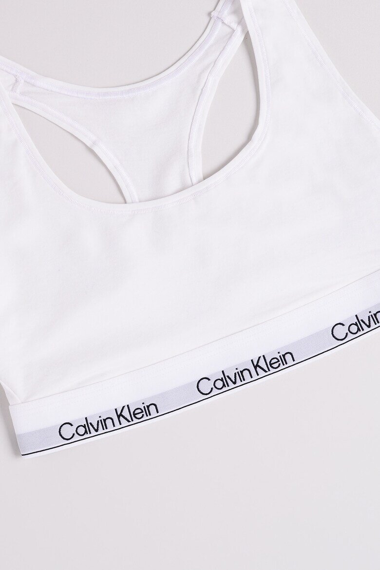 CALVIN KLEIN Сутиен с памук и модал с лого Бял