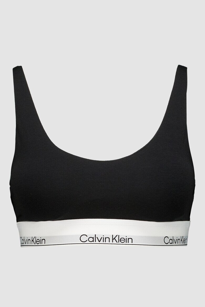 CALVIN KLEIN Сутиен с памук и модал с лого Черен