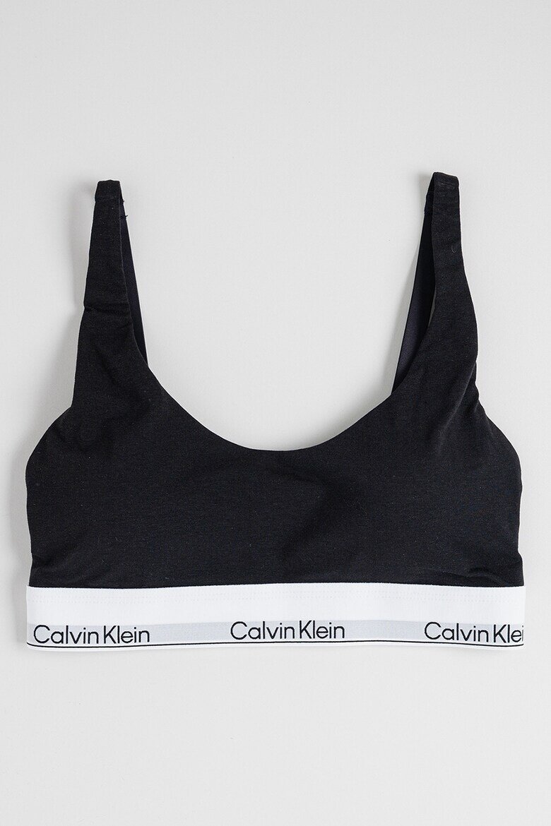 CALVIN KLEIN Сутиен с памук и модал с лого Черен