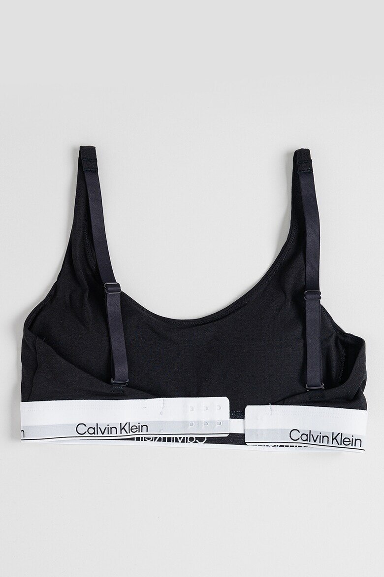 CALVIN KLEIN Сутиен с памук и модал с лого Черен