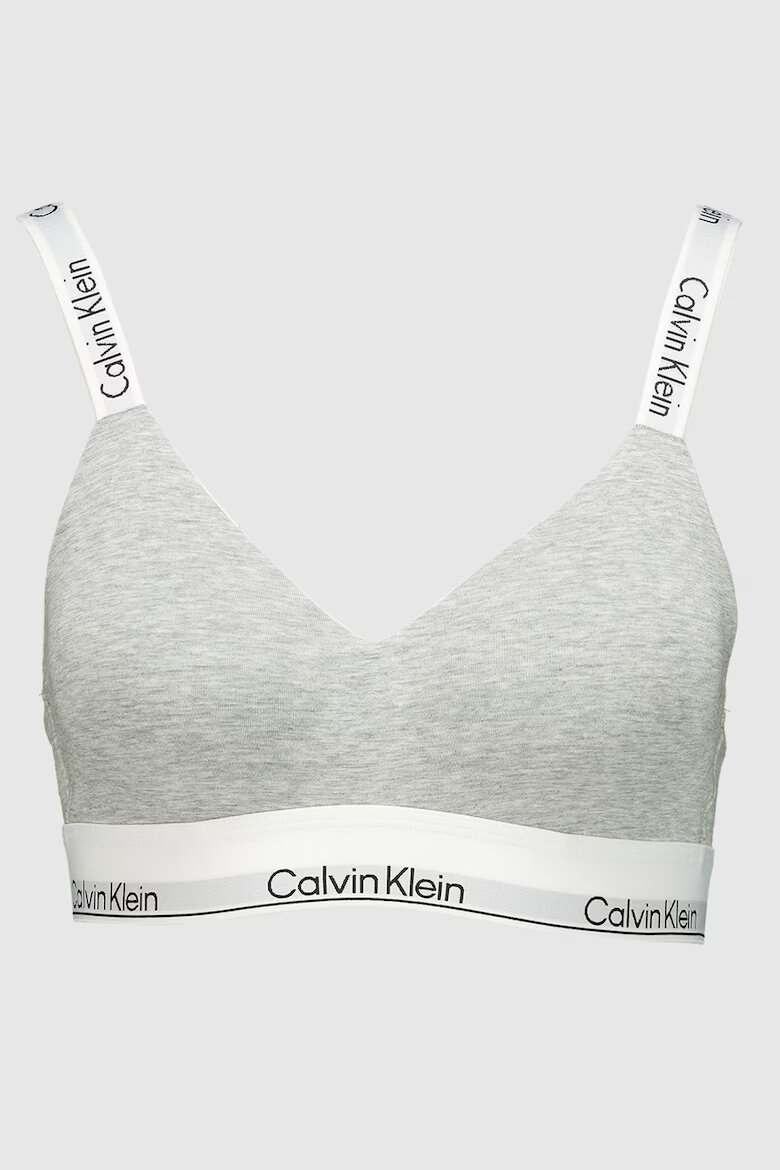 CALVIN KLEIN Сутиен с памук с цяла чашка Светло сив/Бял
