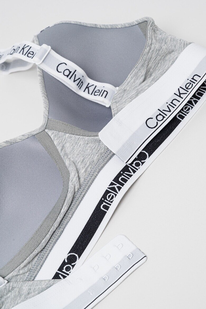 CALVIN KLEIN Сутиен с памук с цяла чашка Светло сив/Бял