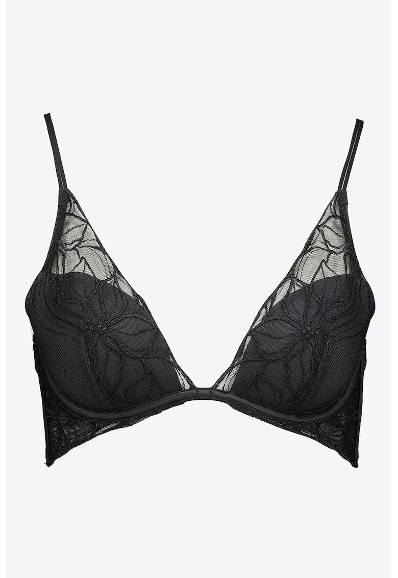 CALVIN KLEIN Сутиен с повдигащ се ефект и дантела - Черен