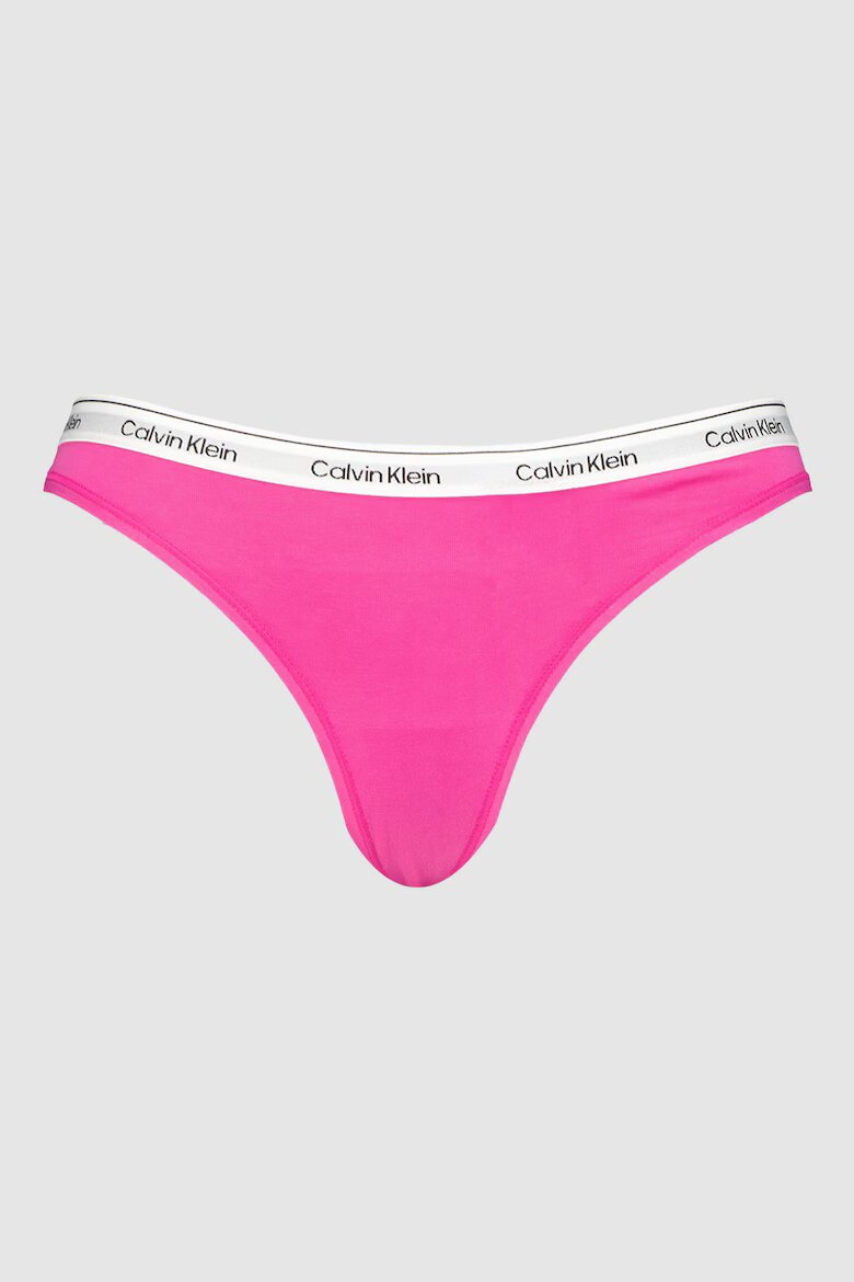 CALVIN KLEIN Танга с еластична талия с лого - 3 чифта Черен/Светло сив/Фуксия