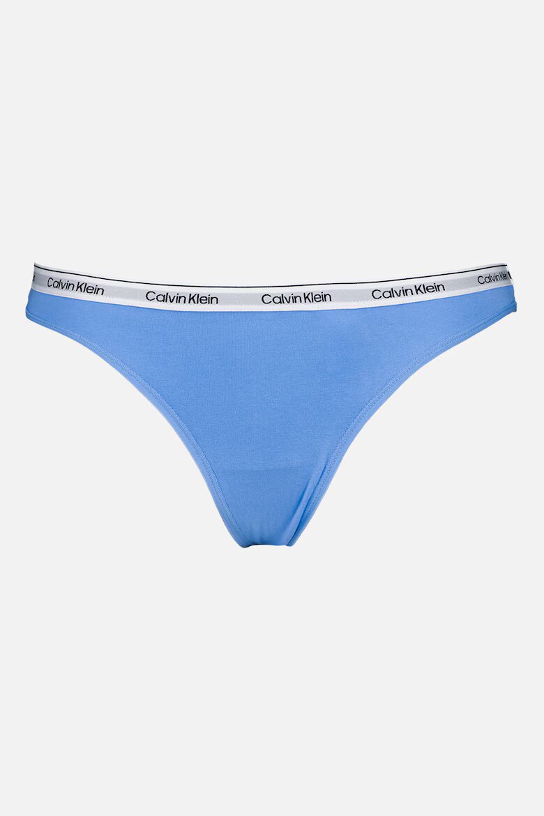 CALVIN KLEIN Танга с еластична талия с лого - 5 чифта Сламеножълт/Сив меланж/Син