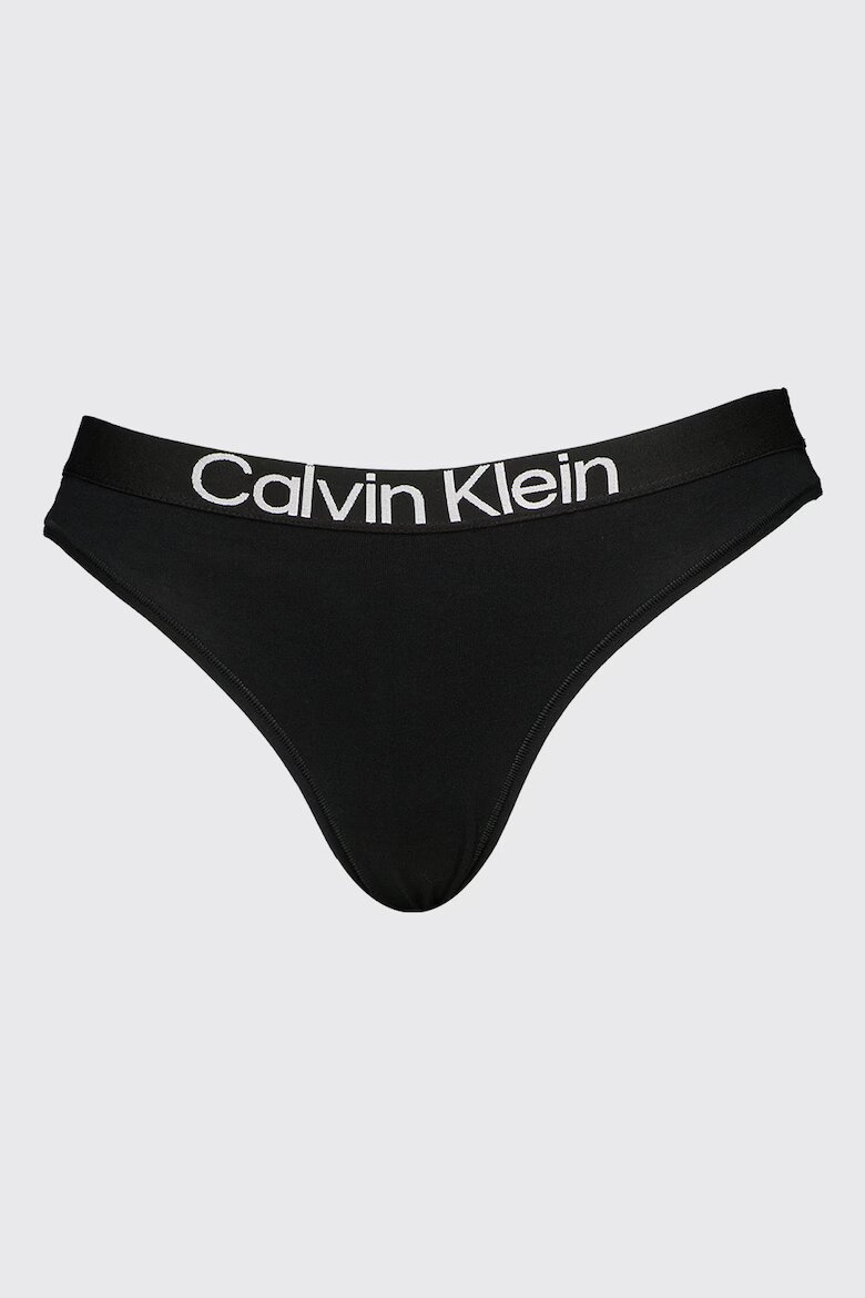 CALVIN KLEIN Танга с контрастно с лого - 3 чифта Черен