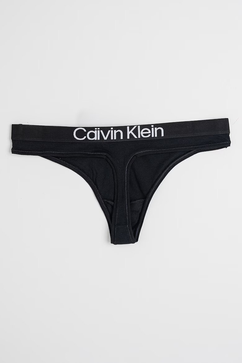 CALVIN KLEIN Танга с контрастно с лого - 3 чифта Черен