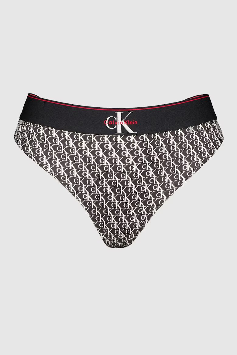 CALVIN KLEIN Танга с лого Бял/Черен