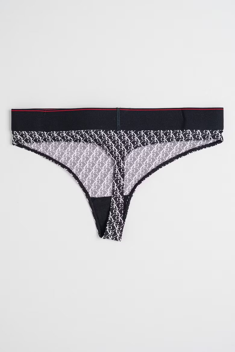 CALVIN KLEIN Танга с лого Бял/Черен