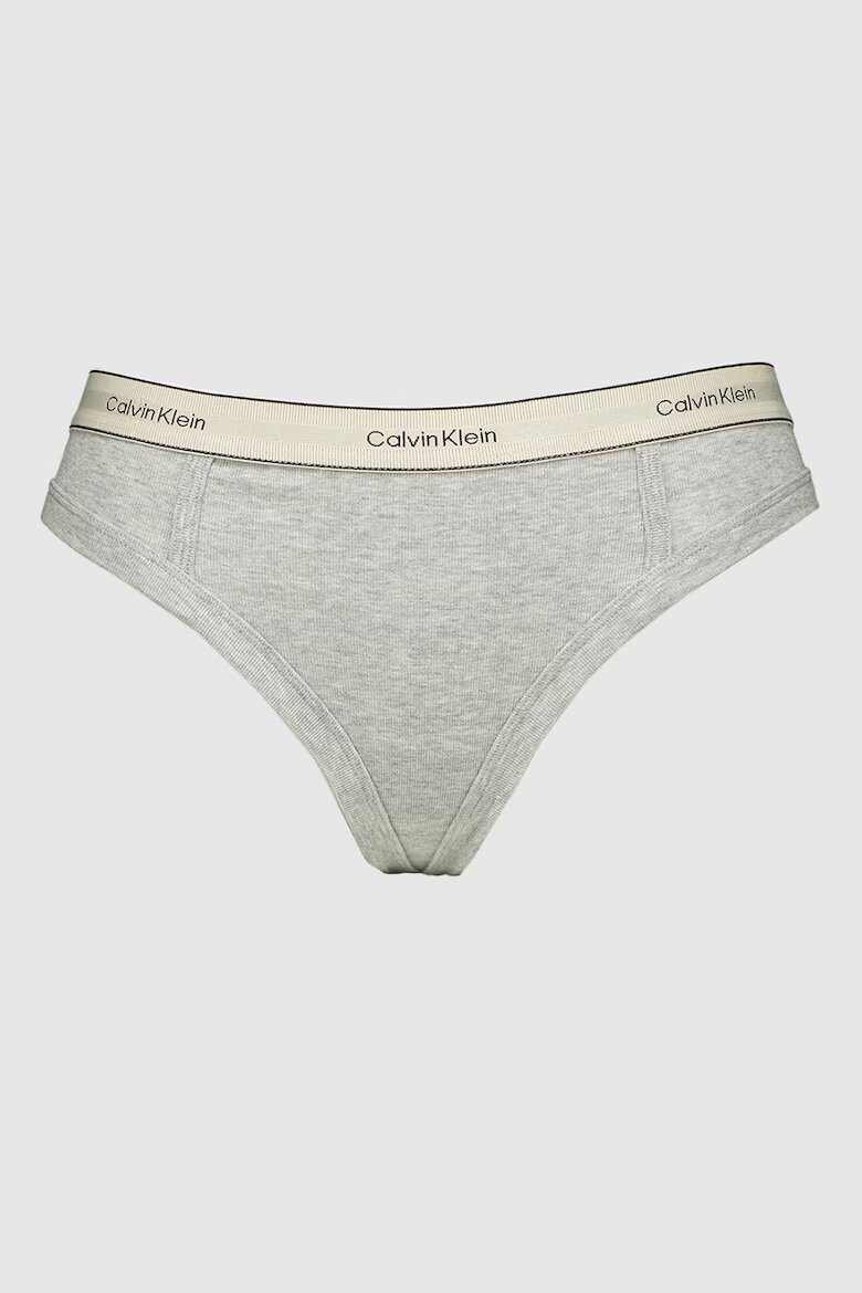 CALVIN KLEIN Танга с лого Светло сив/Бледожълт