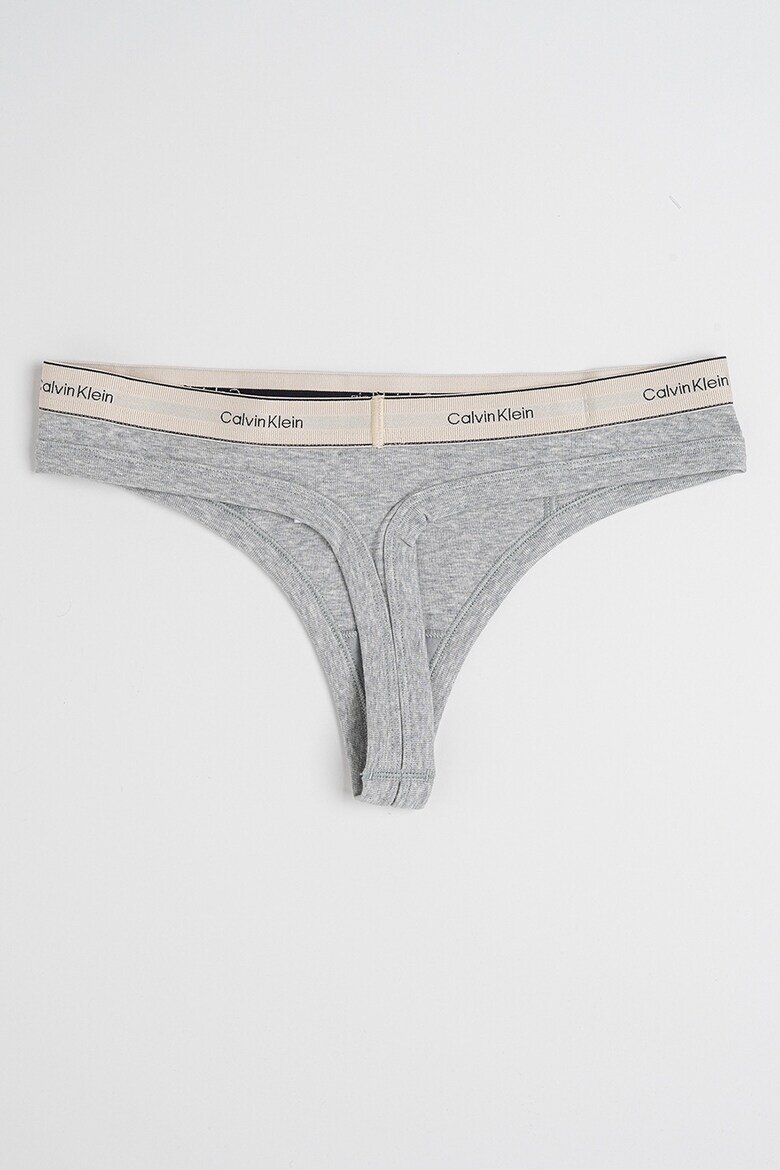 CALVIN KLEIN Танга с лого Светло сив/Бледожълт