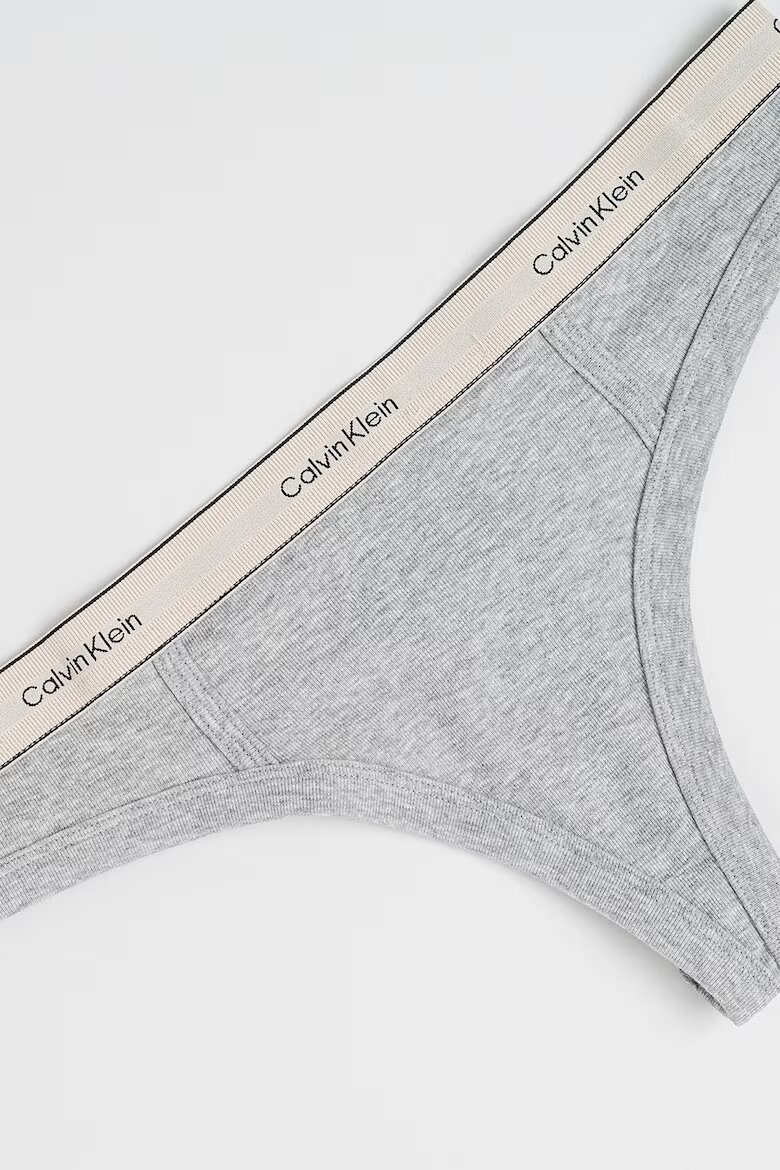 CALVIN KLEIN Танга с лого Светло сив/Бледожълт