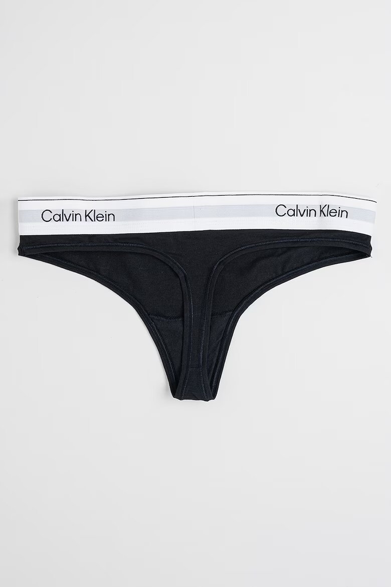 CALVIN KLEIN Танга с модал Бял/Черен/Светло сив