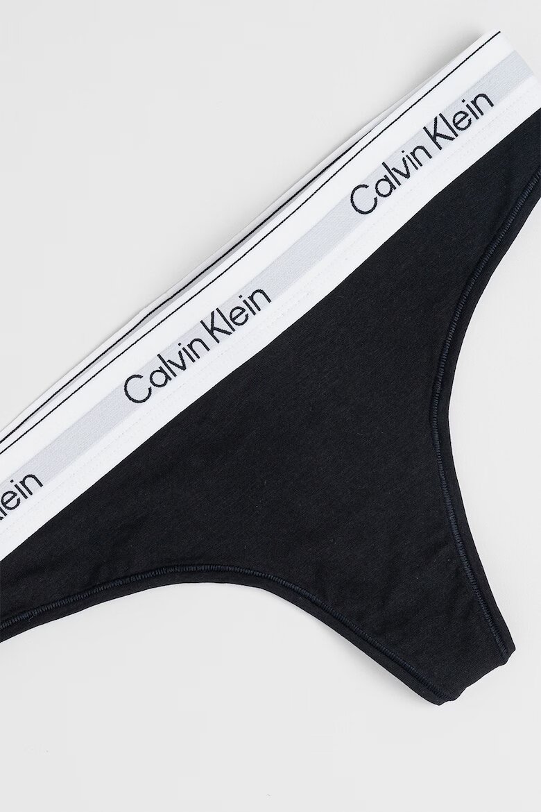 CALVIN KLEIN Танга с модал Бял/Черен/Светло сив