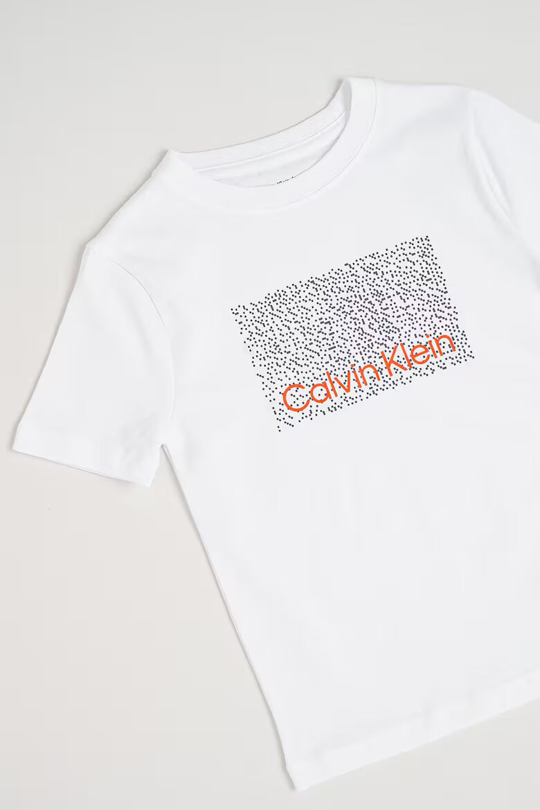 CALVIN KLEIN Тениска от органичен памук с шарка Бял