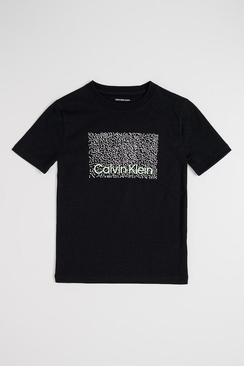 CALVIN KLEIN Тениска от органичен памук с шарка Черен