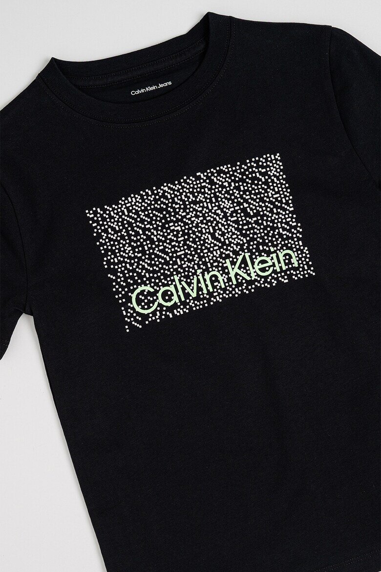 CALVIN KLEIN Тениска от органичен памук с шарка Черен