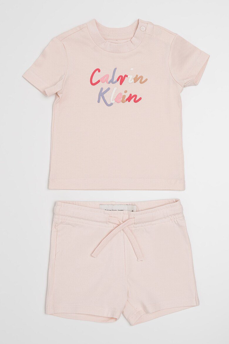 CALVIN KLEIN Тениска с лого и къс панталон - 2 части Бледо розово