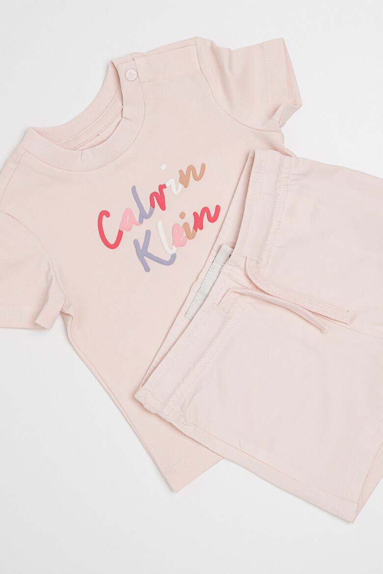 CALVIN KLEIN Тениска с лого и къс панталон - 2 части Бледо розово