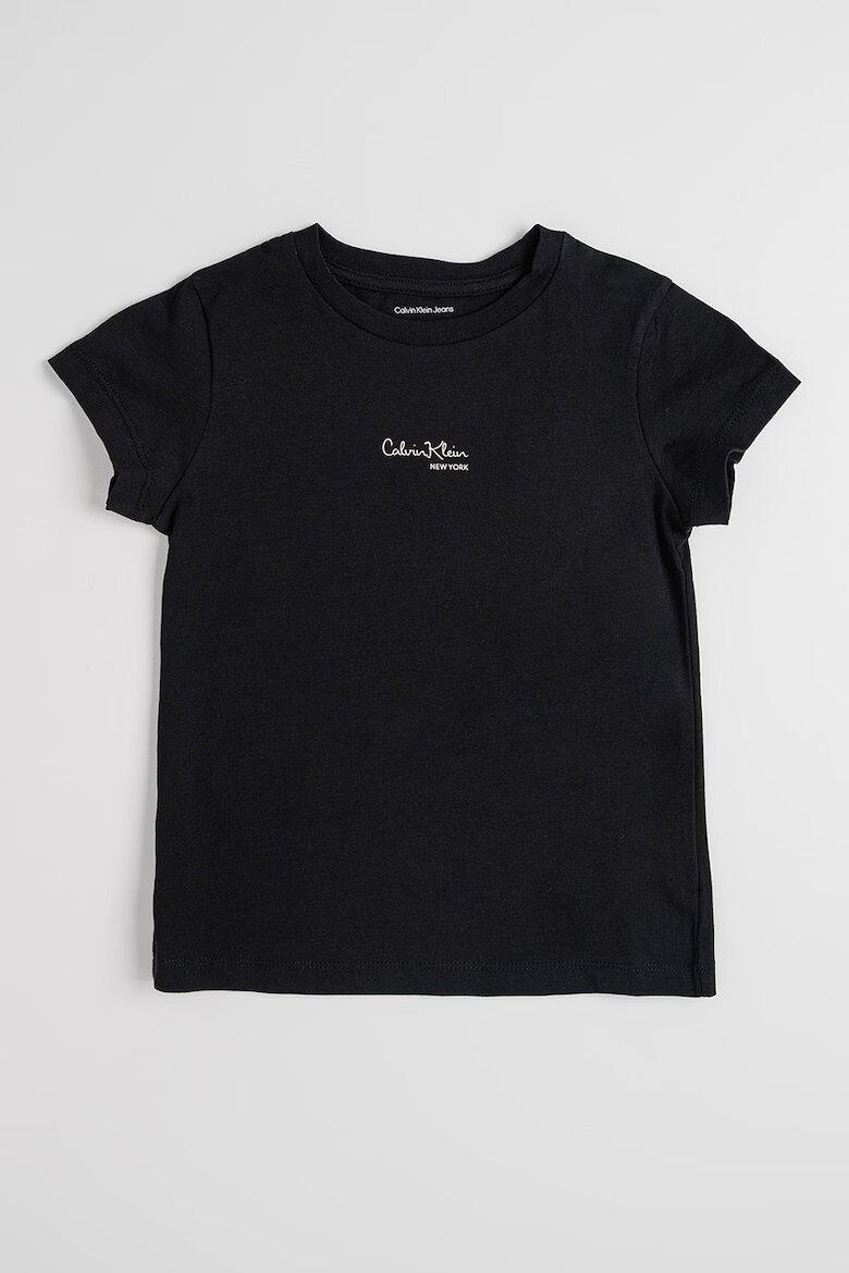 CALVIN KLEIN Тениска с овално деколте и лого Черен