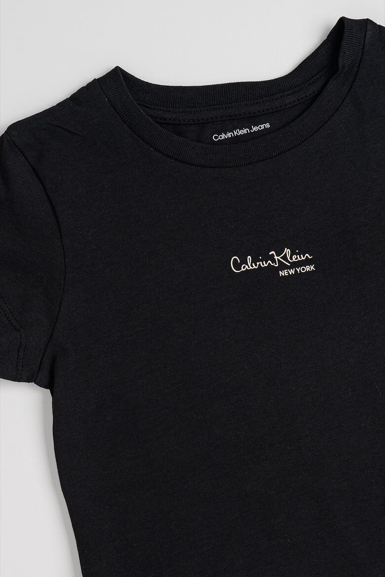CALVIN KLEIN Тениска с овално деколте и лого Черен