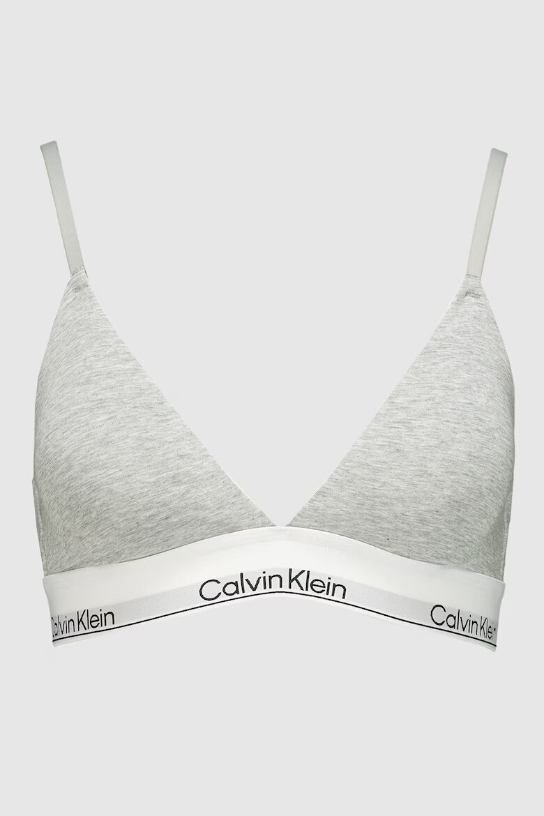 CALVIN KLEIN Триъгълен сутиен с модал и лого Светло сив