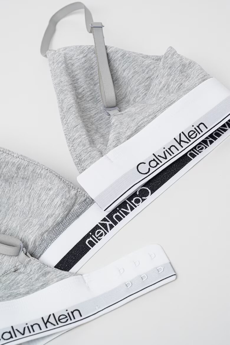 CALVIN KLEIN Триъгълен сутиен с модал и лого Светло сив