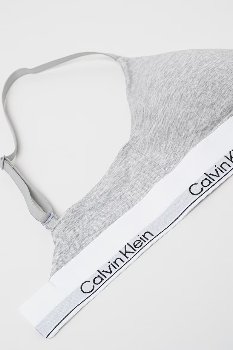 CALVIN KLEIN Триъгълен сутиен с модал и лого Светло сив