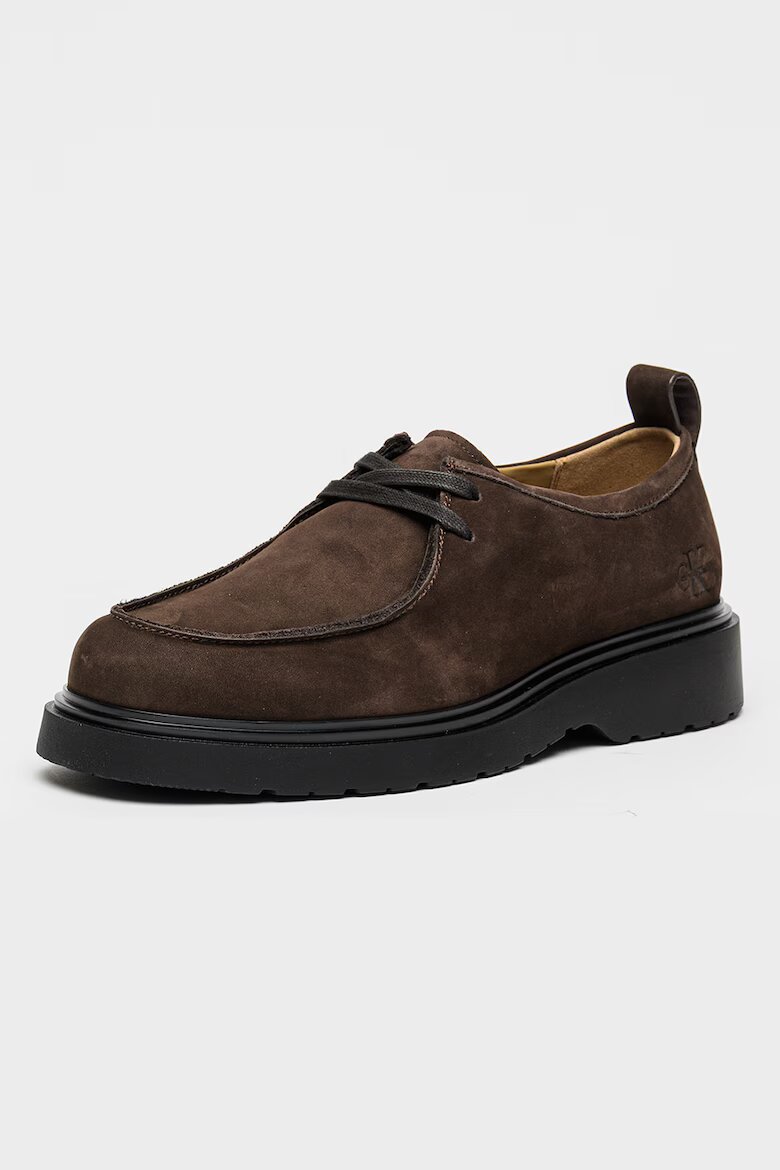 CALVIN KLEIN Велурени обувки Derby Тъмнокафяв