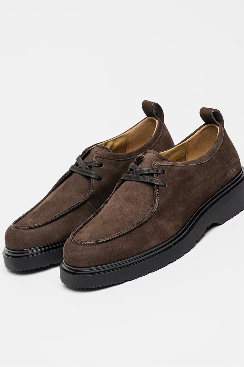 CALVIN KLEIN Велурени обувки Derby Тъмнокафяв