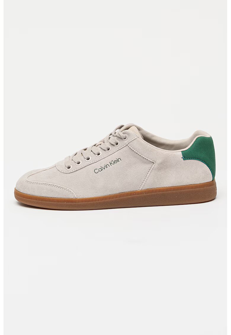 CALVIN KLEIN Велурени спортни обувки Low Cupsole с лого - Зелен/Светло