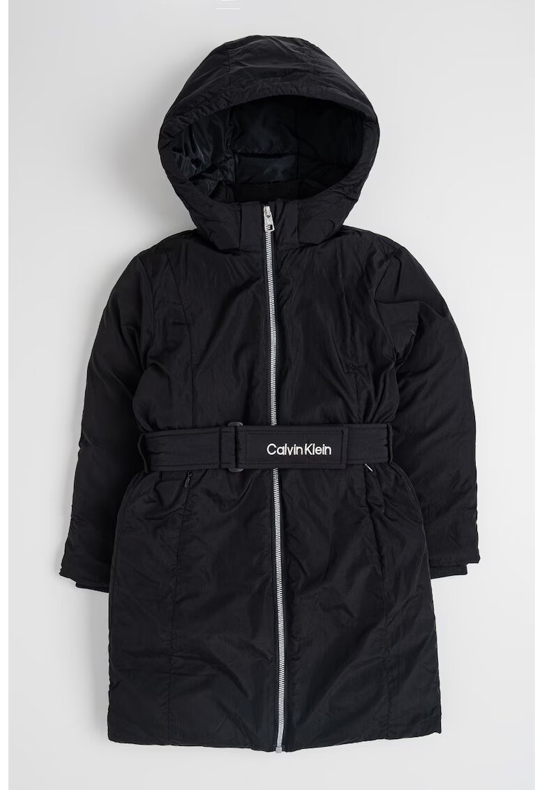 CALVIN KLEIN Зимно яке с качулка и колан на талията