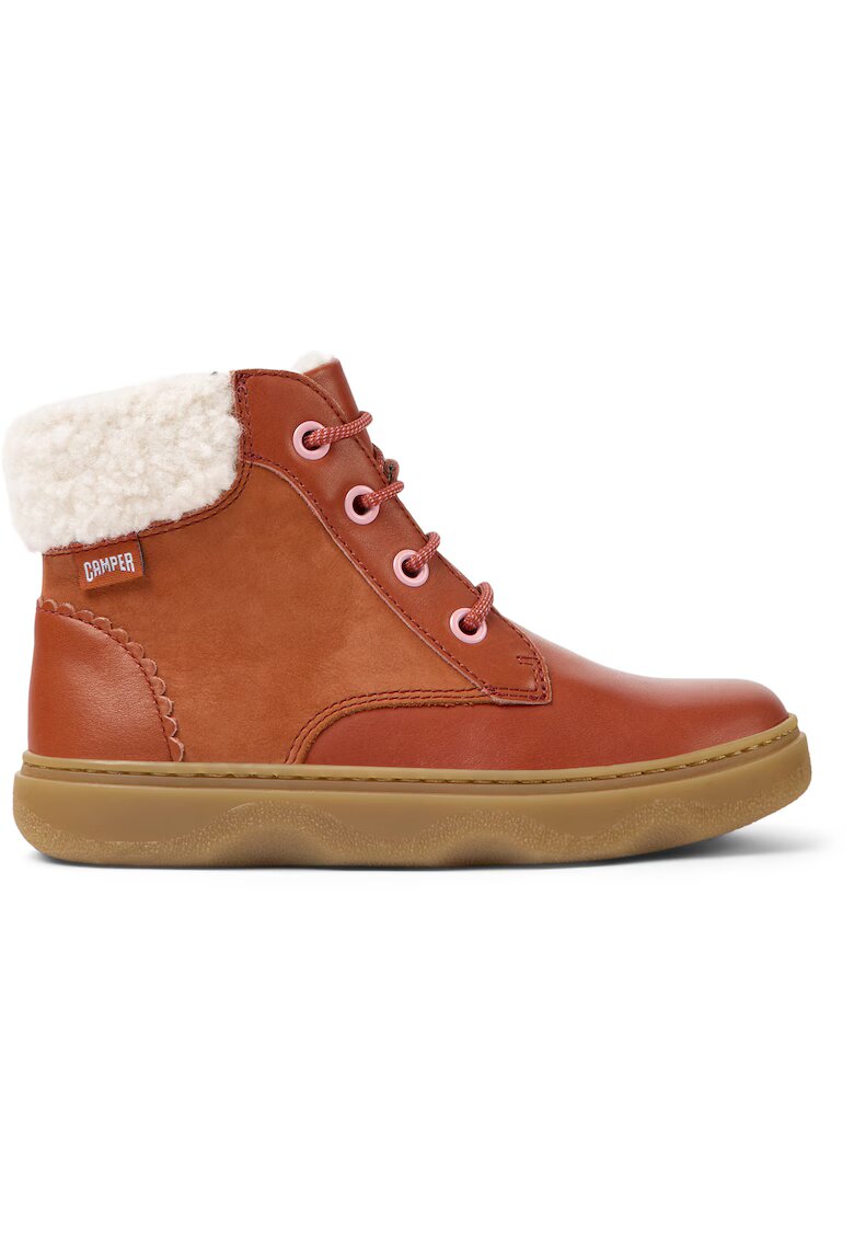 Camper Боти Kiddo 8525 с кожа и велур - Червен